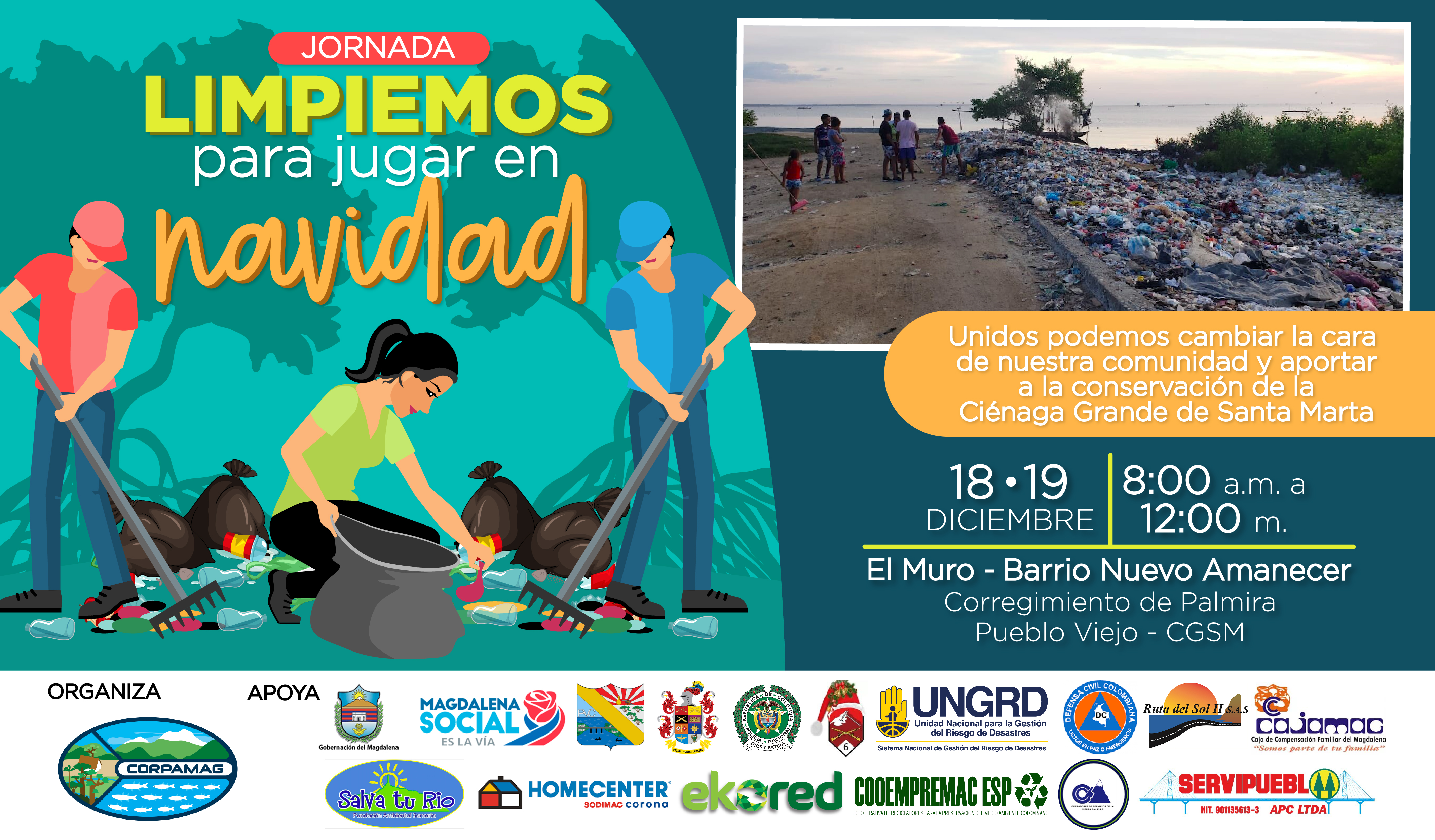 Corpamag realizará jornadas de limpieza en Pueblo Viejo y Mendihuaca